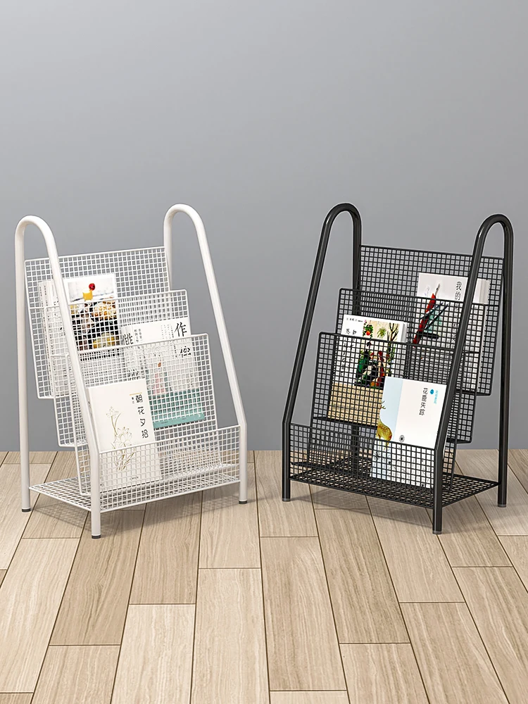 

Magazine rack, simple bookshelf, newspaper rack, wrought iron shelf, floor-to-ceiling