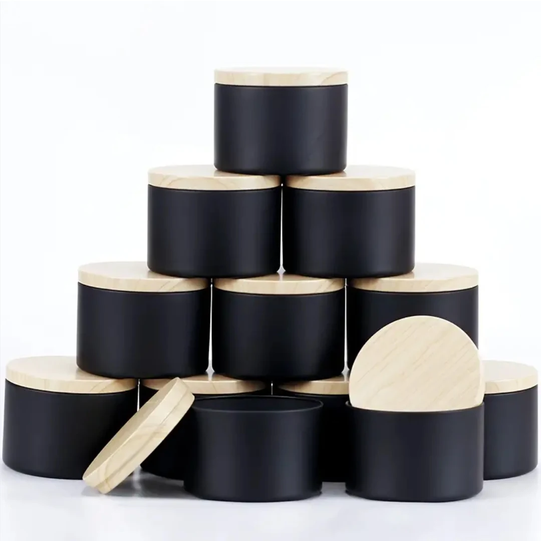 12Pack 4oz Black Candle Tin Set， Aesthetically Pleasing Jars with Secure Lids for Candle Making