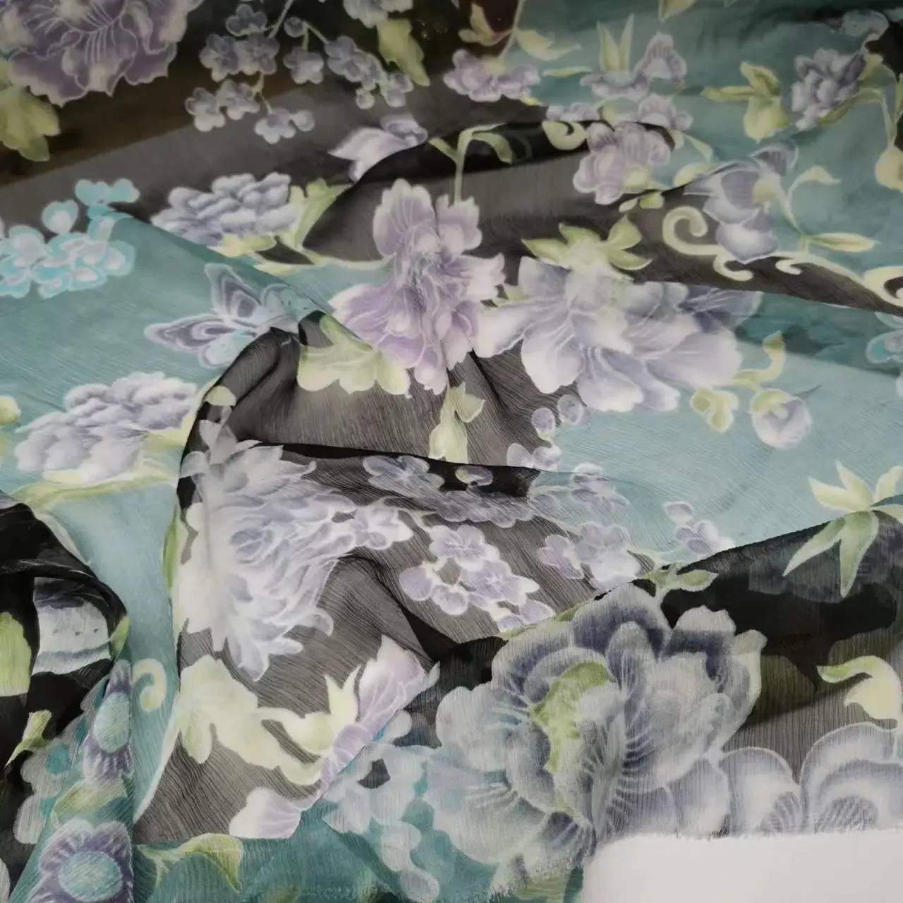 On Sale New Mulberry Silk Georgette Floral Printed Qualified 100% Silk Breathable Fabric