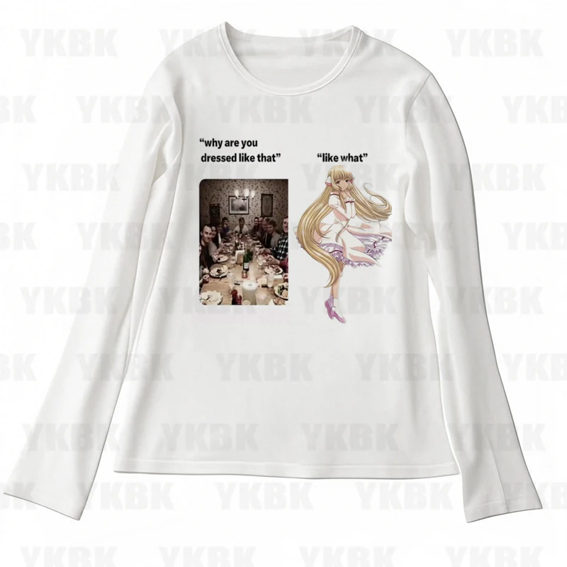 

Уличная одежда в стиле Харадзюку для женщин и девочек в стиле панк, свободные милые футболки с длинными рукавами и круглым вырезом, модные повседневные футболки с принтом аниме Y2k, эстетические винтажные футболки