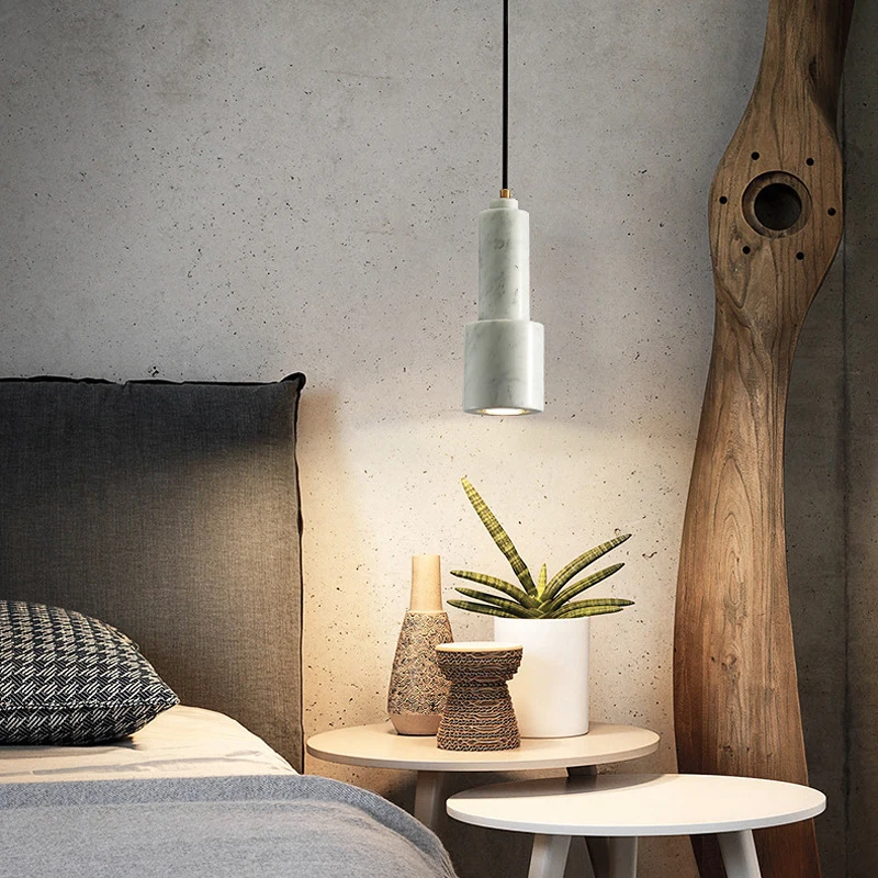 

Creative Flashlight Shaped Retro Green Marble Apartment Home Decoration Small Pendant Lamp Nordic Room Restaurant Led Droplight