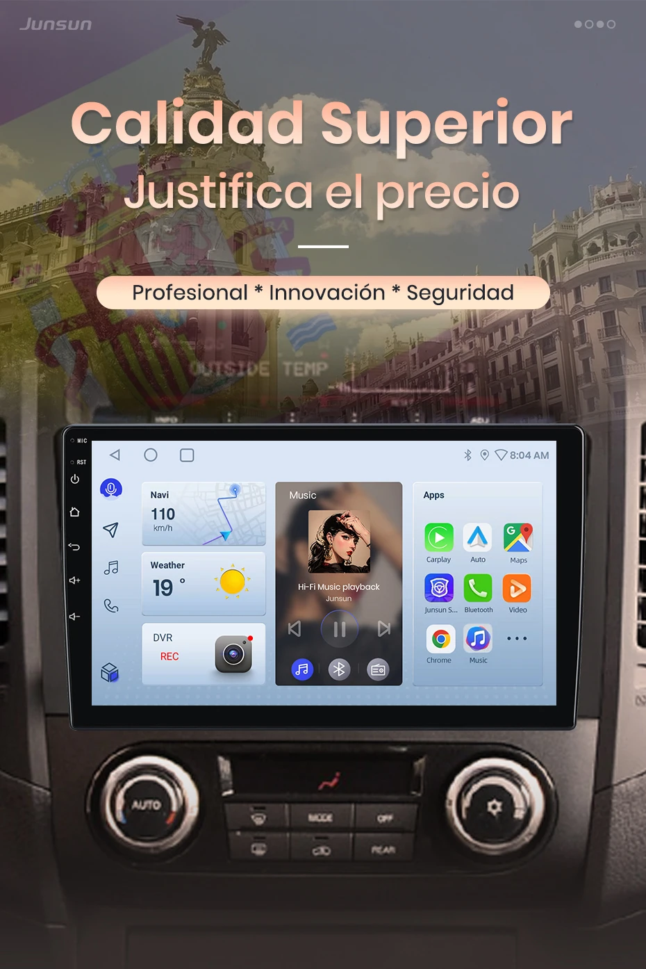 Junsun Radio mit KI-Sprachsteuerung für Mitsubishi Pajero4 V80 V90 2006-2014, kabelloses CarPlay, AndroidAuto, Autoradio 2DIN mit BT, DAB+, GPS, RDS – Detail 2