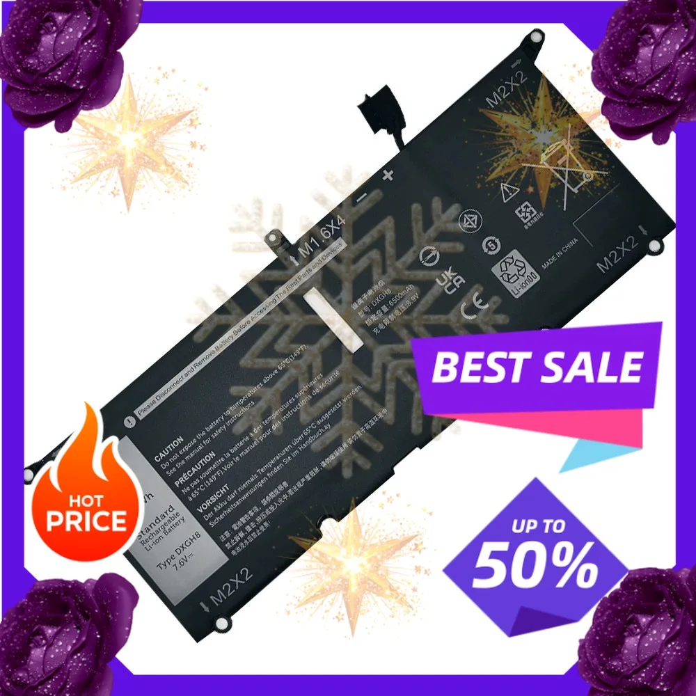 SWZY DXGH8 7.6V 52Wh Battery for Dell XPS 13 380 Inspiron 13 7390 Latitude 3301 Vostro 13 5390 G8VCF 5391 7391 7490
