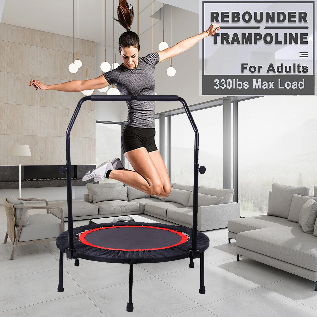 

40 Inch Mini Exercise Trampoline for Adults or Kids Indoor Fitness Rebounder Trampoline with Safety Pad Max. Load 300LBS