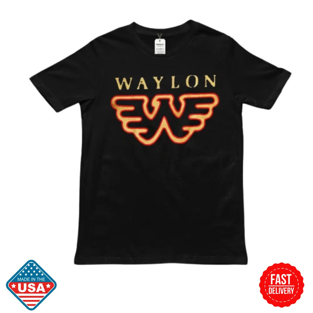 

New Hot Apparel Waylon Jennings Flying W T-Shirt Country Rock Music Tee Inspired