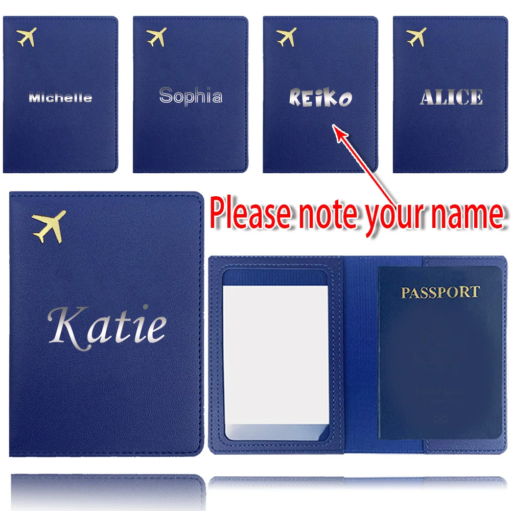 

Customized Name Travel Passport Organizer RFID Blocking Leather Passport Holder PU Cover Slim Wallet ID Card Case Coin Purse DIY