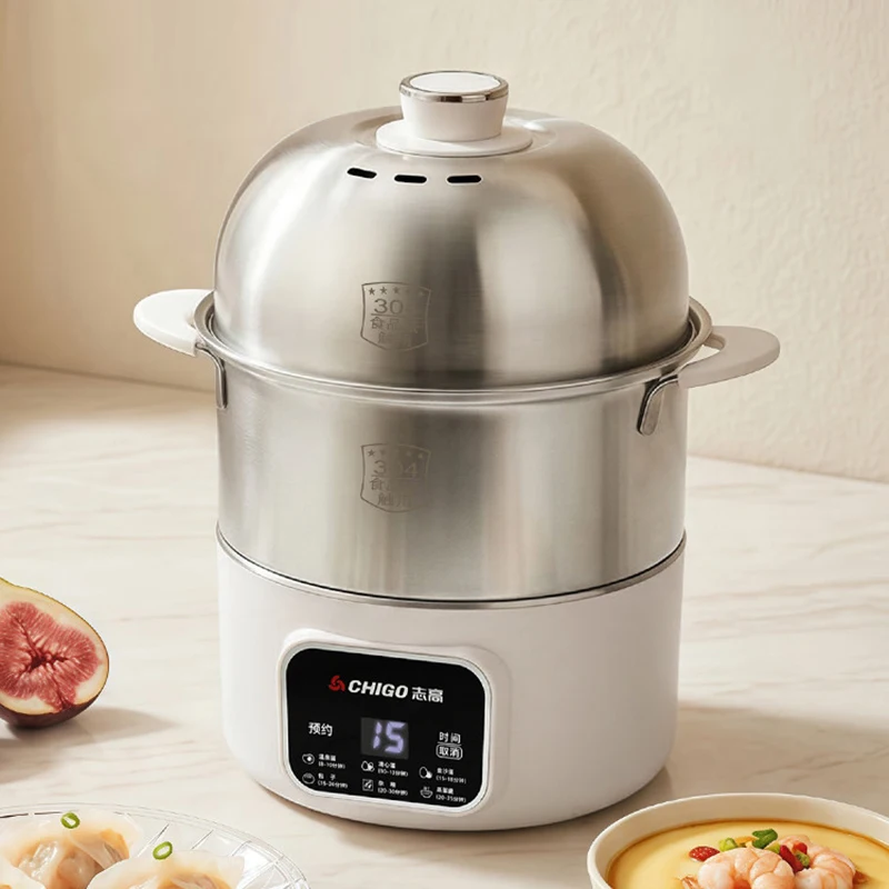 

Double Layer Eggs Steamer Multifunction Stainless Steel Egg Boiler 24 Hour Booking Function Breakfast Machine Kitchen Appliances