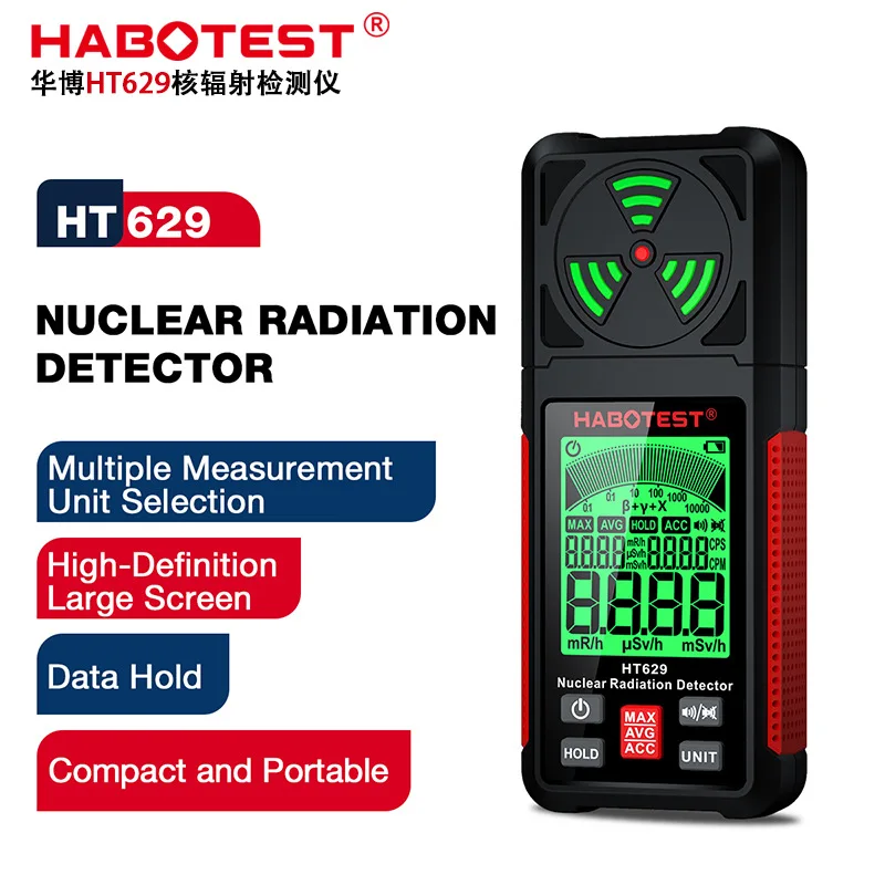 HABOTEST HT629 Nuclear Radiation Detector, Geiger Counter, X-ray, Beta Gamma Ray, Wastewater Detector,Radioactive Detector