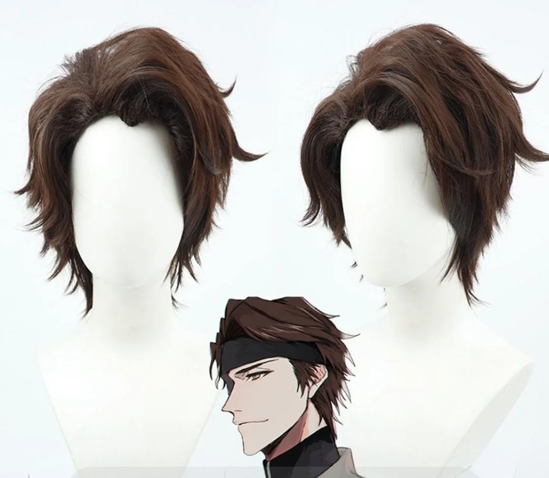Anime BLEACH Sosuke Aizen Cosplay Perücke Anime Party Braun Kurze Haare Synthetische Perücke