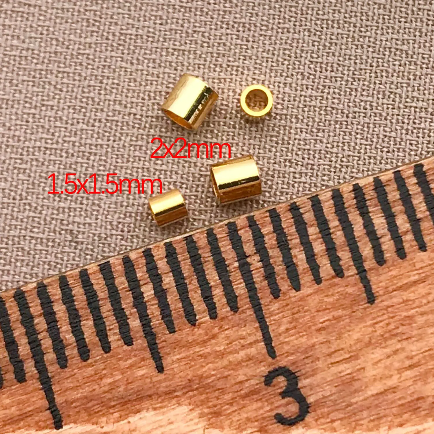 100pcs 18k genuine gold thick silver platinum cylindrical positioning tube suitable for DIY necklace bracelet making accessories