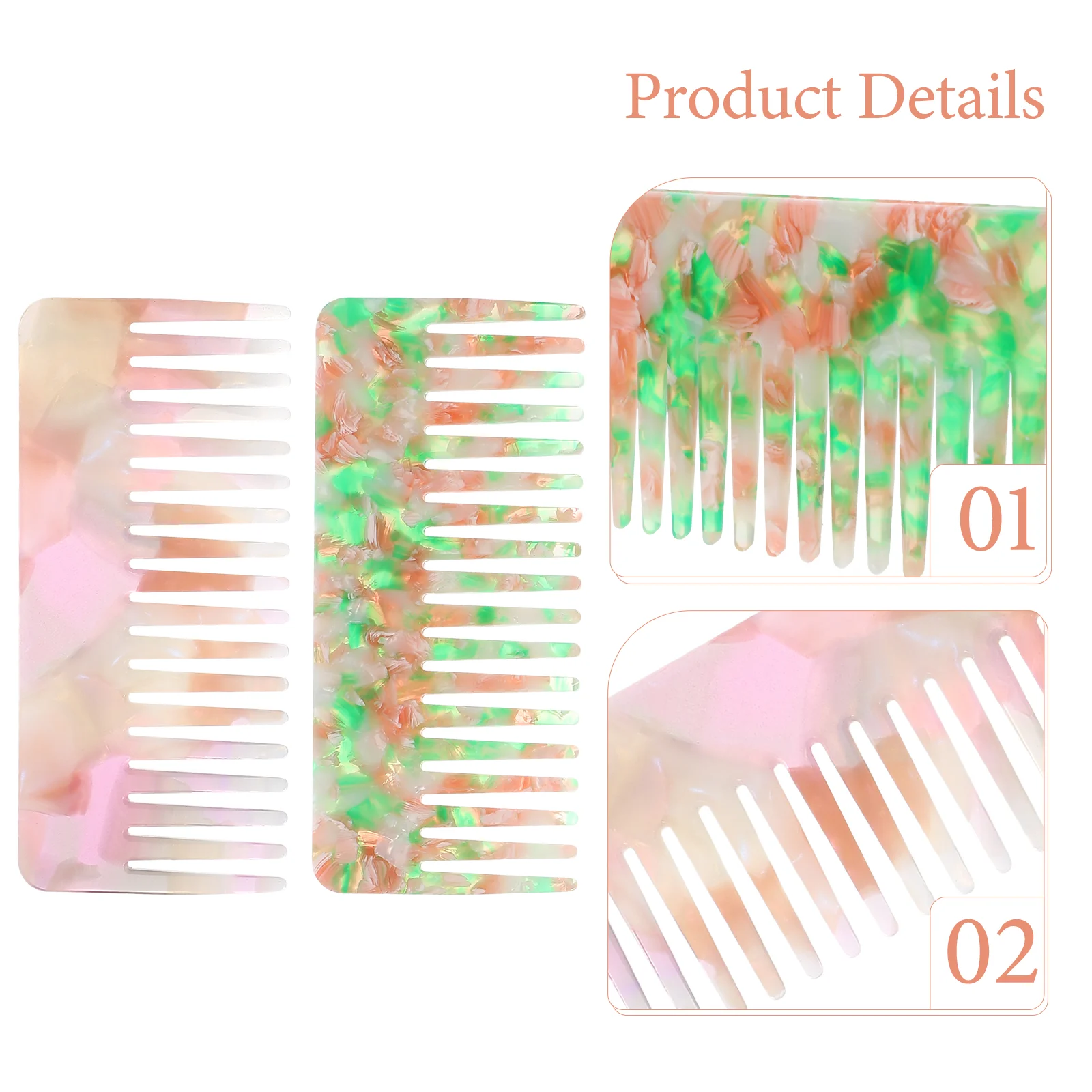 2 Pcs Wide Tooth Comb Anti-static Hair Men for Teeth Women Curly Styling Detangling Man