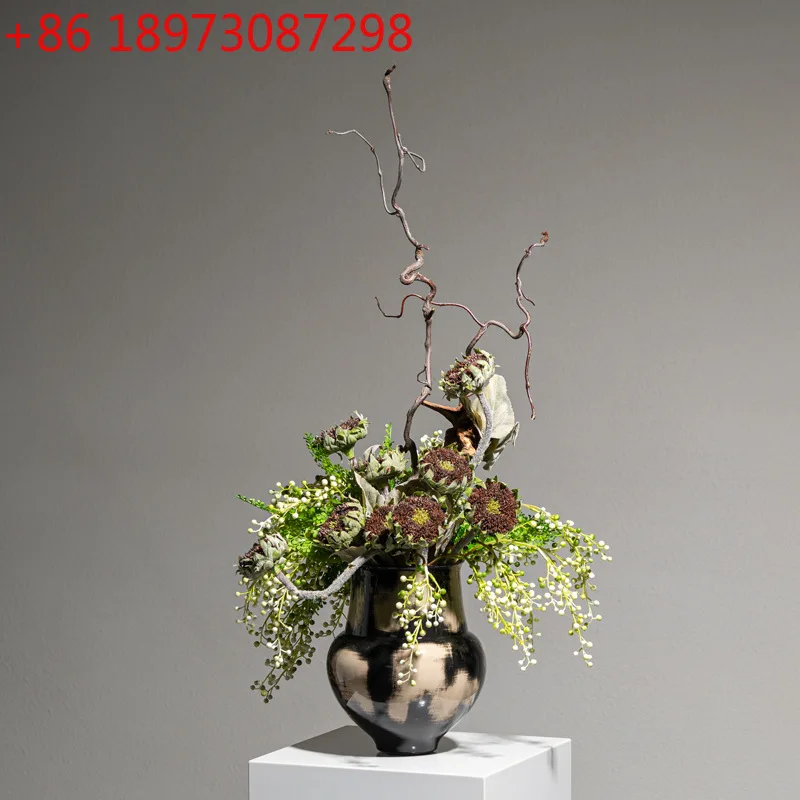 

\ New Chinese high-end simulation flower art hotel living room coffee table entrance decoration ornament