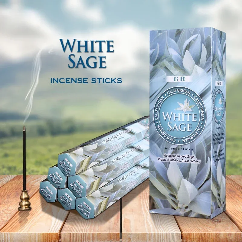 

120 Sticks Indian Incense Home Fragrance White Sage Meditation Yoga Tea Room Incense Purifying Air Deodorization Aromatherapy