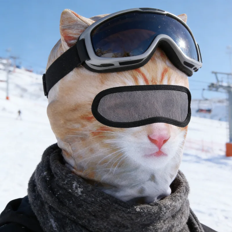 

3D Cat Ski BalaclavaAnimal Face Covering Full Face Hood Masque Cute AnimalBalaclava Motorcycle Motocross Ski Snowboard Hat