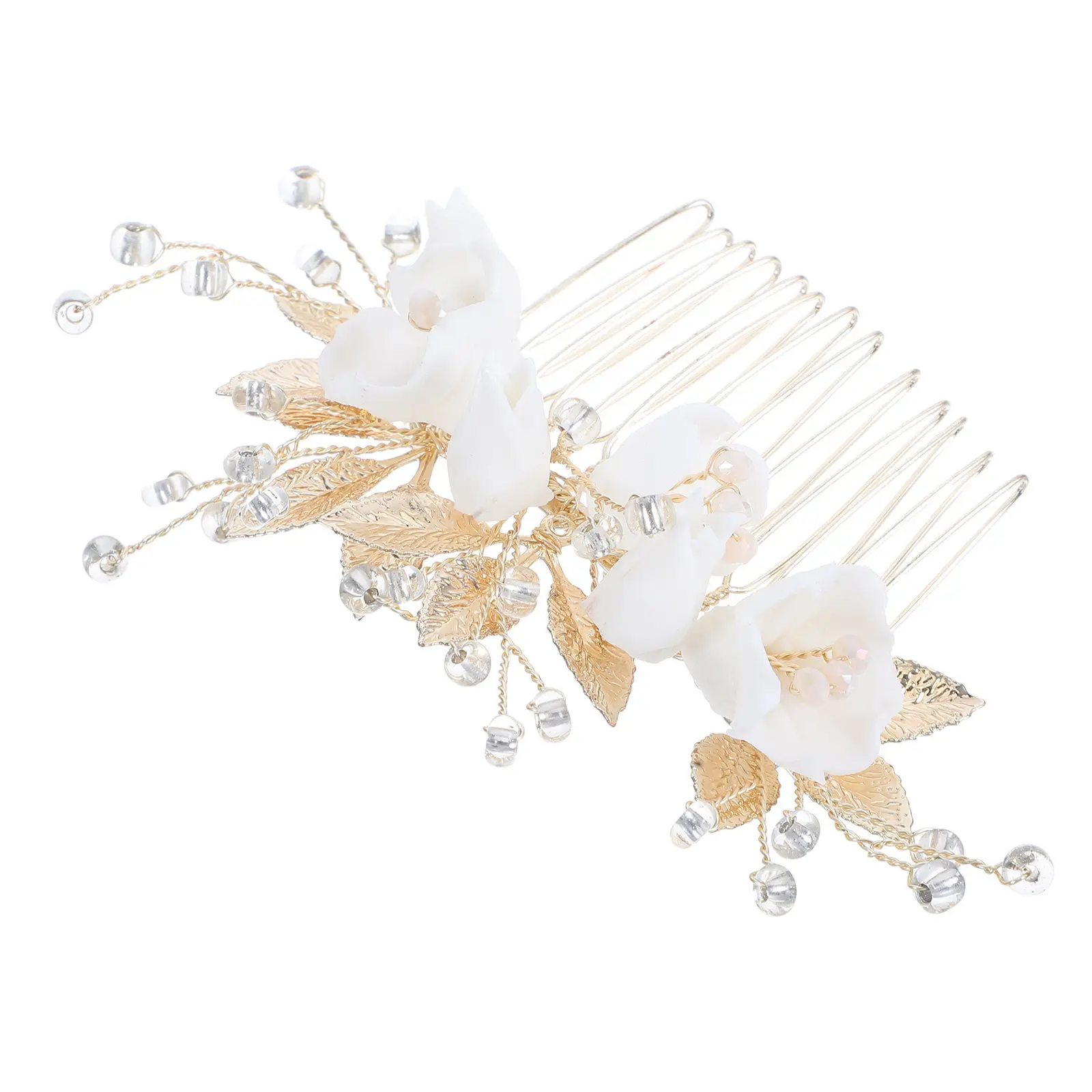 

Свадебная расческа для волос с искусственными бусинами, керамическими элементами и листовидным мотивом, ручной работы, для невесты, для церемоний на открытом воздухе