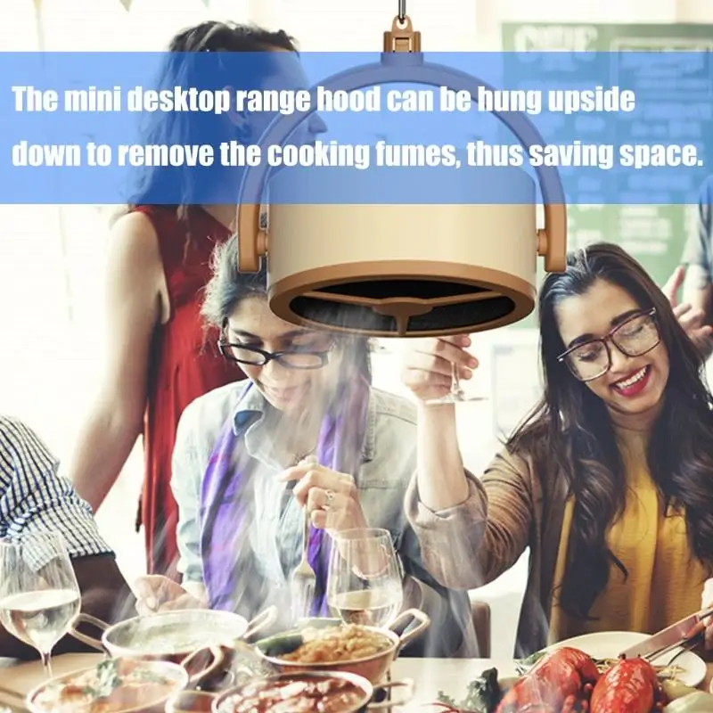 Lightweight Desktop Exhaust Fan for Indoor Cooking Removable Filter Hood with Low Energy Consumption for Kitchen N58D