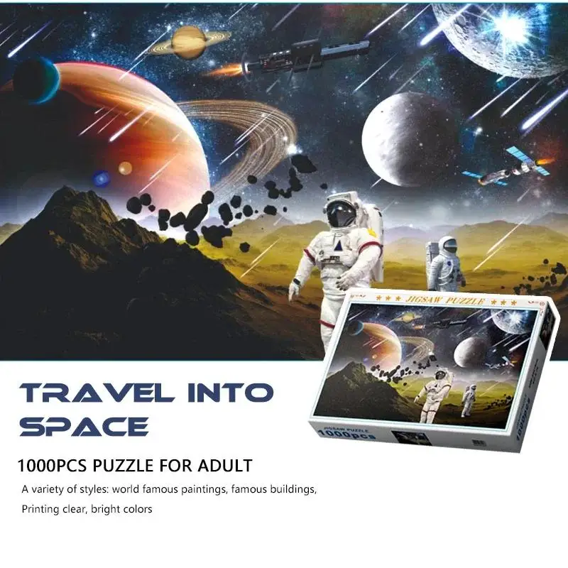 

Космическая головоломка Тысяча головоломки 75*50 см для взрослых, 1000 шт., бумажная головоломка для путешествий в космос, развлекательный подарок