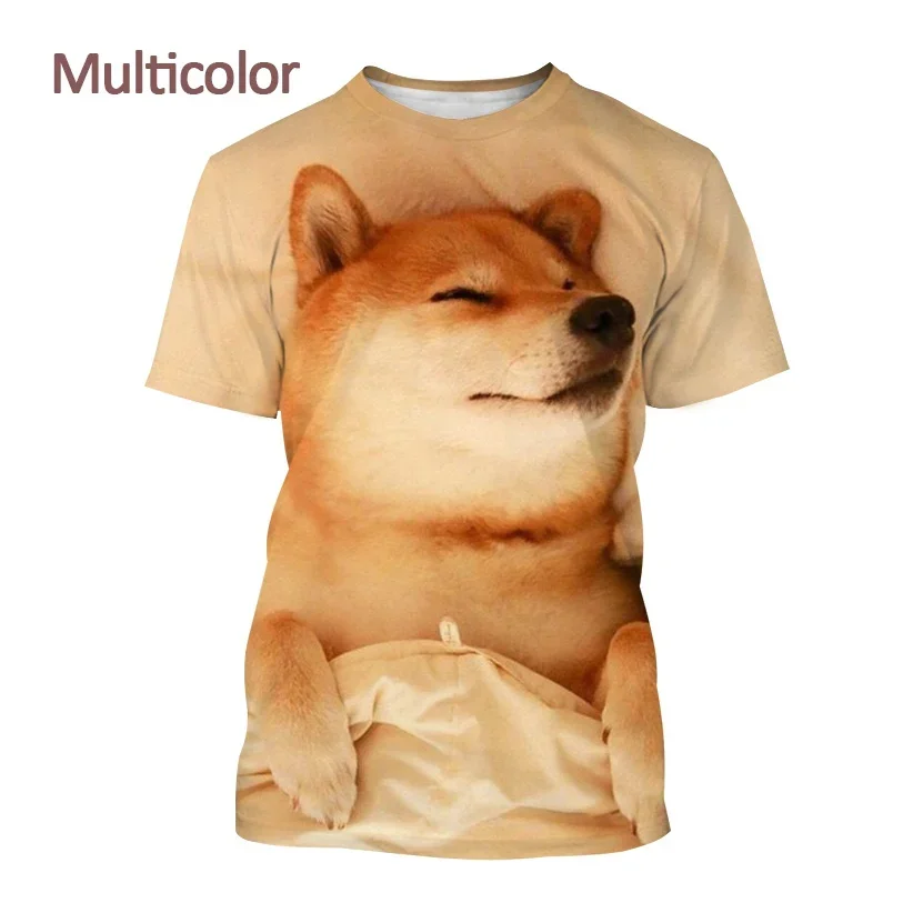 Men and Women Harajuku Pet Dog T Shirt Animal Print Streetwear Top Cute Shiba Inu Short-sleeved T Shirt