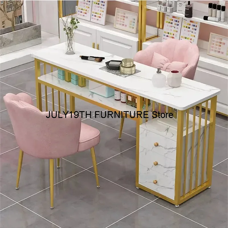 

European Fashion Ins Manicure Table and Chair Set Double Manicure Tables Salon Furniture Professional Beauty Salon Nail Tables B