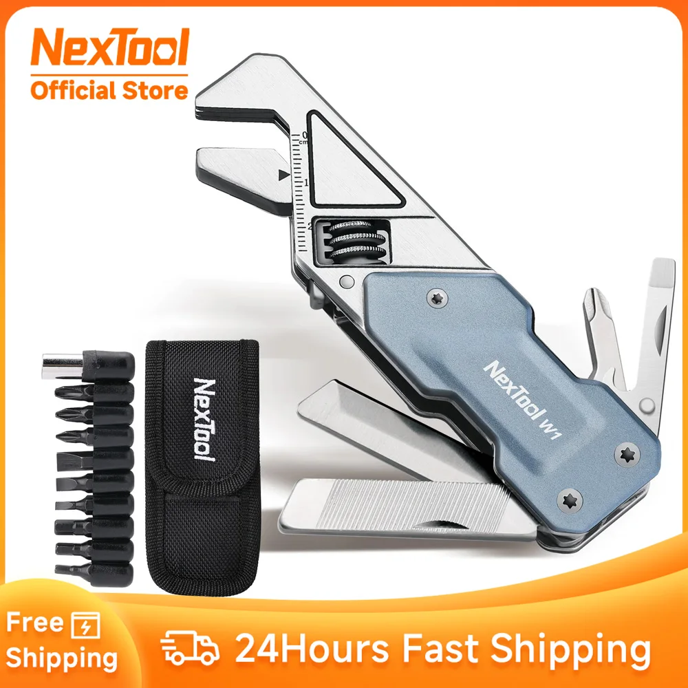 NexTool 6 In 1 edc Adjustable Wrench Multitool Pocket Hand Tools Kit Screwdriver Bit Set Multi Function Tools Folding Knife File