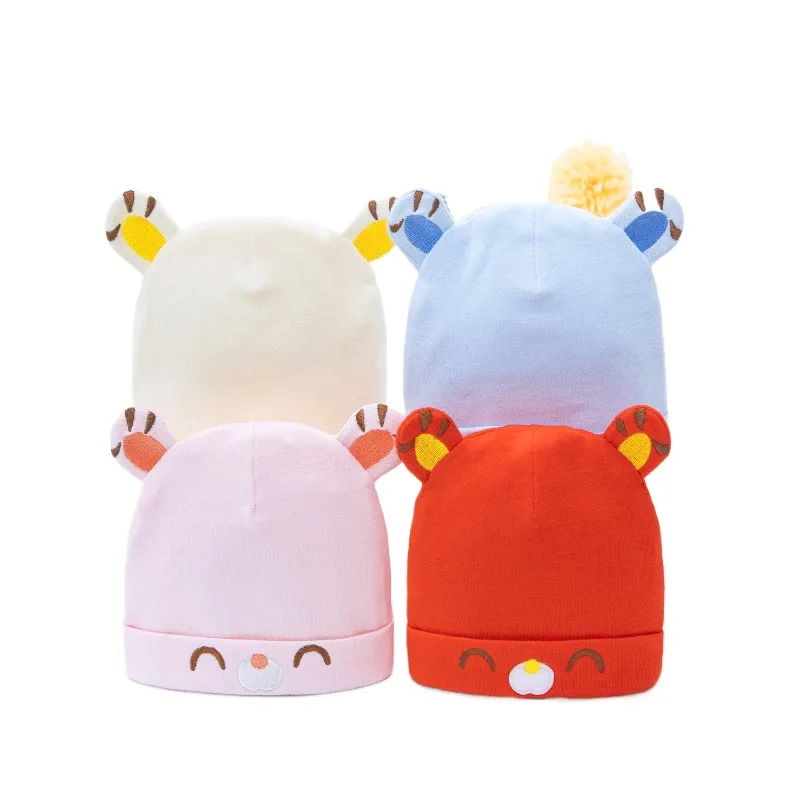 Детская шапка из чистого хлопка класса А, неонатальная шапка плода без костей, весна и осень 06–12 месяцев, двухслойная шапка для мужчин и женщин
