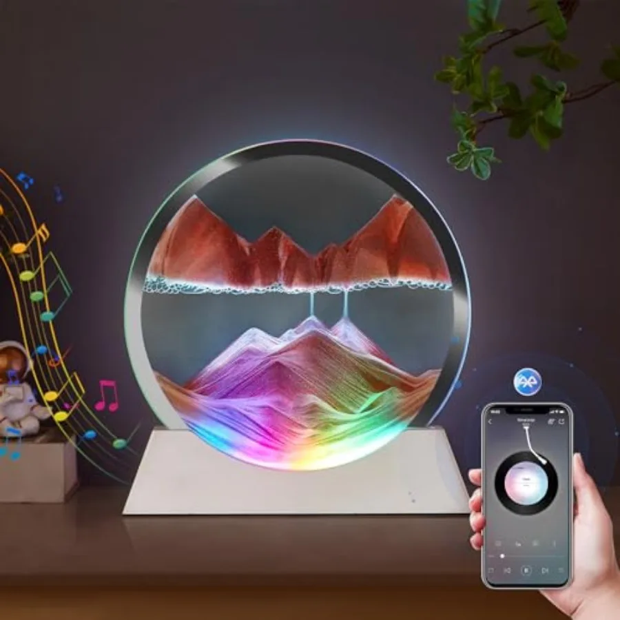 

Moving Sand Art Liquid Motion Decor Bluetooth Speaker Bedside Lamp Dimmable Multi-Color Moving Sand Art Lamp for Room Living Ro