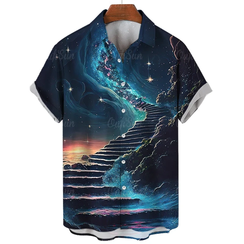 

Newest Summer New Men's Clothing 3d Road Ltheme Print Funny Shirts Casual Short Sleeve Oversized Breathable Shirt For Men Tops