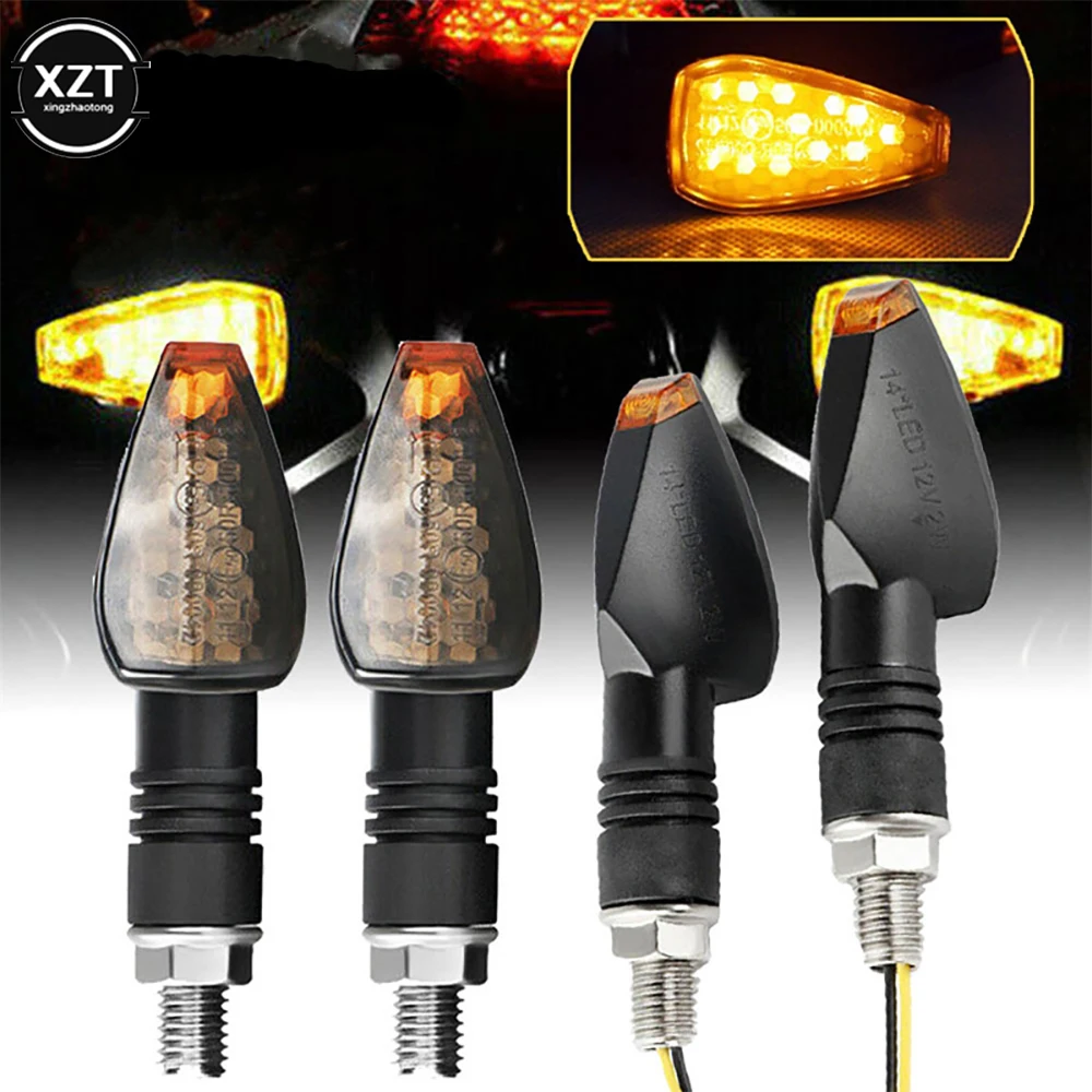 2 Stuks Universele 14 Led Lampjes 12V Motorfiets Knipperende Richtingaanwijzer Achterlicht Geel Licht Voor Honda Bmw Yamaha