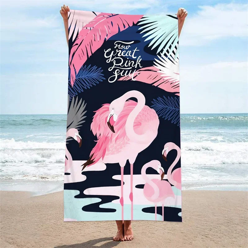 Toalla de playa de Flamenco de animales tropicales, patrón geométrico, Toalla de baño, microfibra, estampado 3D, ducha deportiva, cubierta de baño de secado rápido, Verano