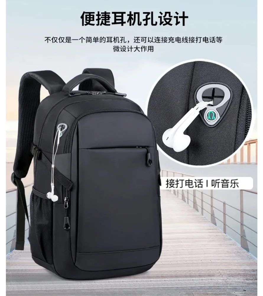 Gray multi compartment business laptop backpack with USB charging port water resistant fabric suitable for office commute