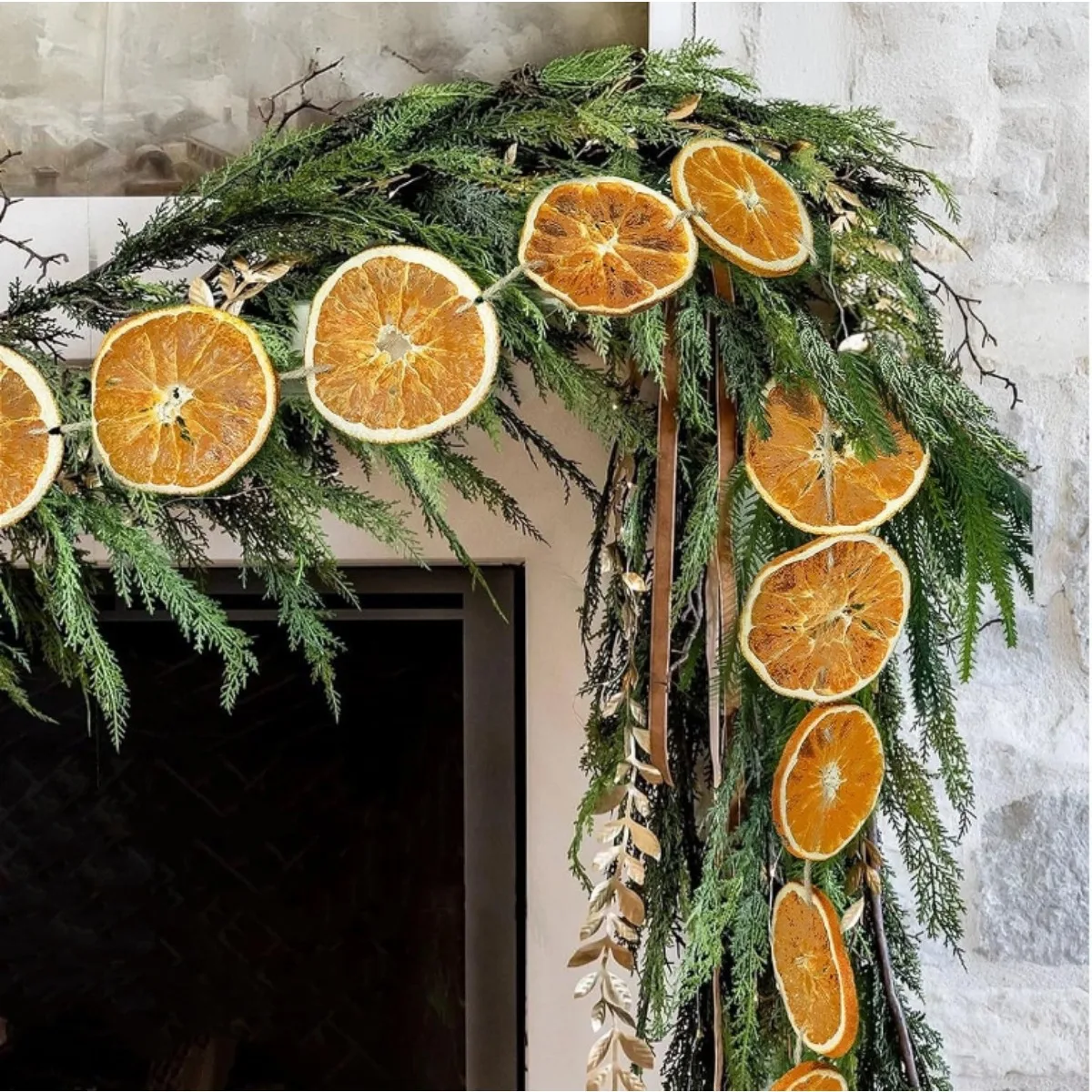 

Christmas Dried Orange Slice Christmas Fall Garland Farmhouse Xmas Thanksgiving Decor for Table Mantle Fireplace Porch Party