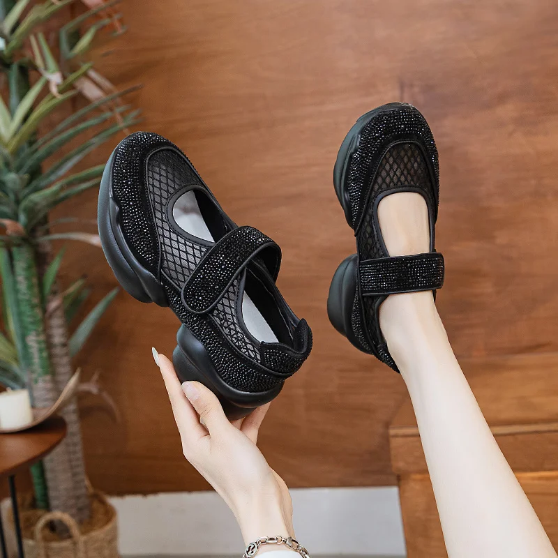 

Повседневная женская oes, лето 2022, новинка Sle Diamond Embellied, кожаные туфли без шнуровки с волшебной лентой на плоском каблуке