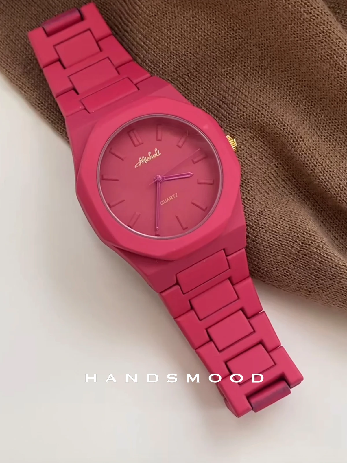 ساعة بتصميم متخصص مقاومة للماء باللون الوردي الفاخر للشابات، ساعة كوارتز فاخرة وعصرية عالية الجودة هدية للنساء