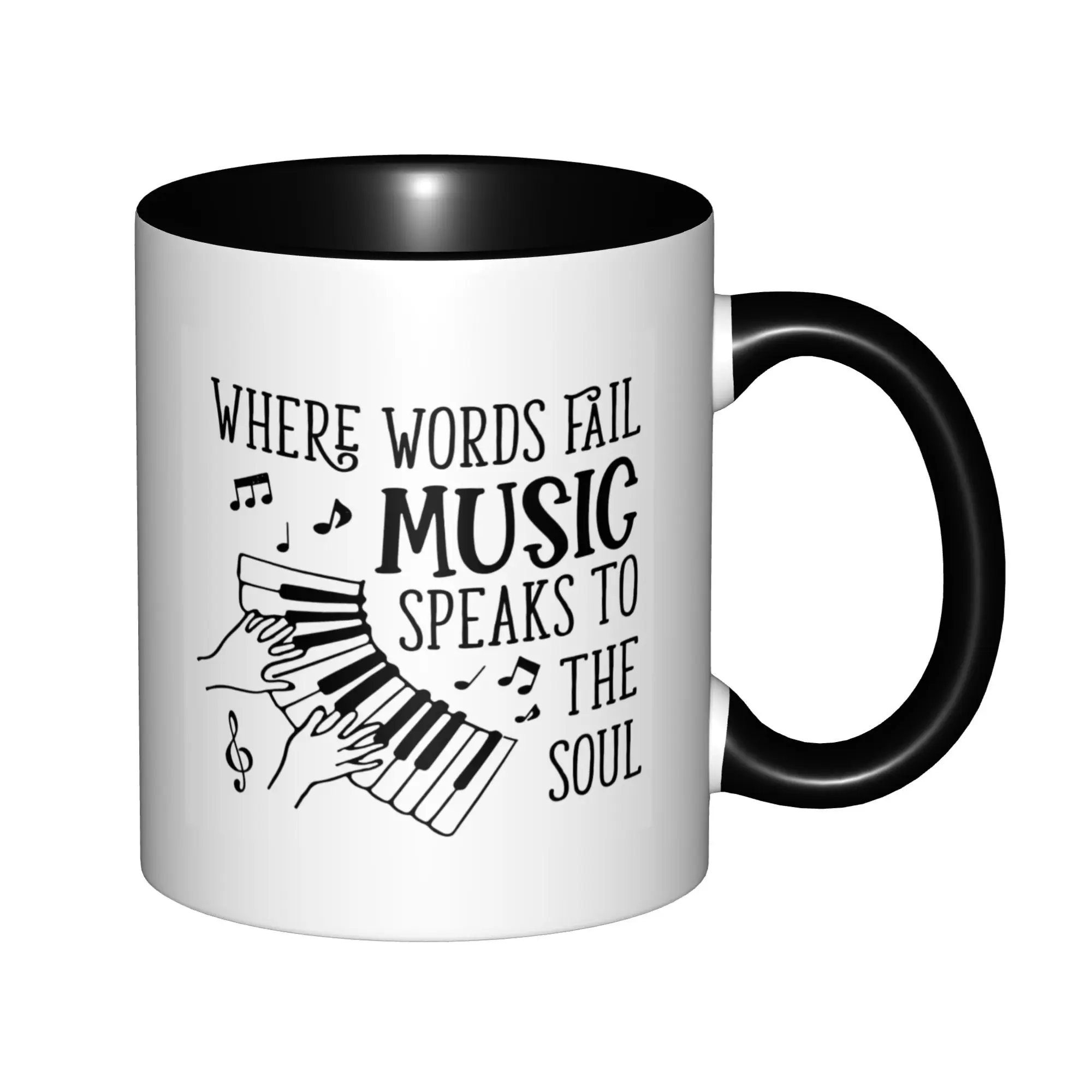 

Music Teacher Gifts Where Words Fail Music Speaks to the Soul Mugs With Black Handle Birthday Coffee Mugs Ceramic Tea Cups 11oz