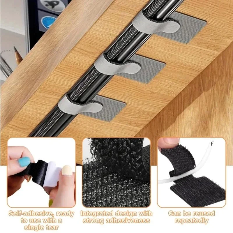 5/10/20 Pezzi Fascette Riutilizzabili per Cavi, Organizzatore di Fili, Supporto per Corde, Cinghie Autoadesive Regolabili per Organizzare i Cavi