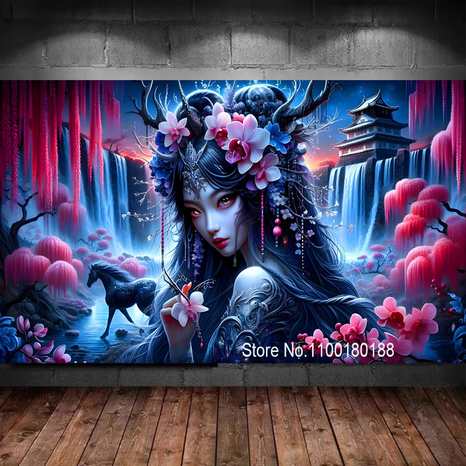 

Алмазный художественный комплект, потрясающая яркая богиня, сделай сам, алмазная живопись, полная мозаика, психоделические животные, цветы, поделки для домашнего декора