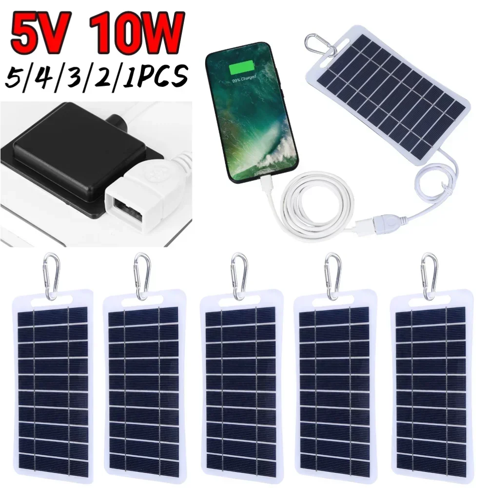 5-1PCS 5V Solar Panel With USB Waterproof Outdoor Portable Solar System Cell Phone Charger Mobile Phone Charging Bank Backpack