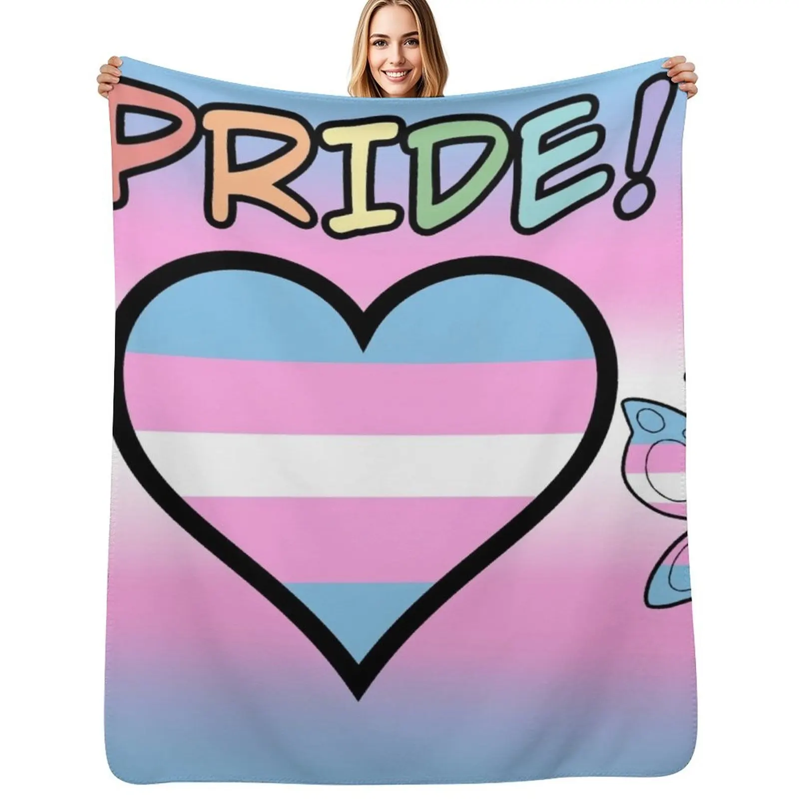 

Pride, Transgender Pastel Throw Blanket Color Fast Cozy Throw Blanket
