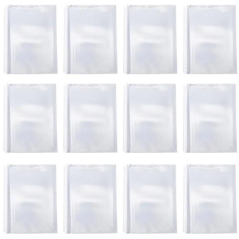 100pcs A4-7c 30 Holes Loose-Leaf Document Paper Protective Sleeve Transparent Plastic Punched Pocket Folder File Pocket Sleeve