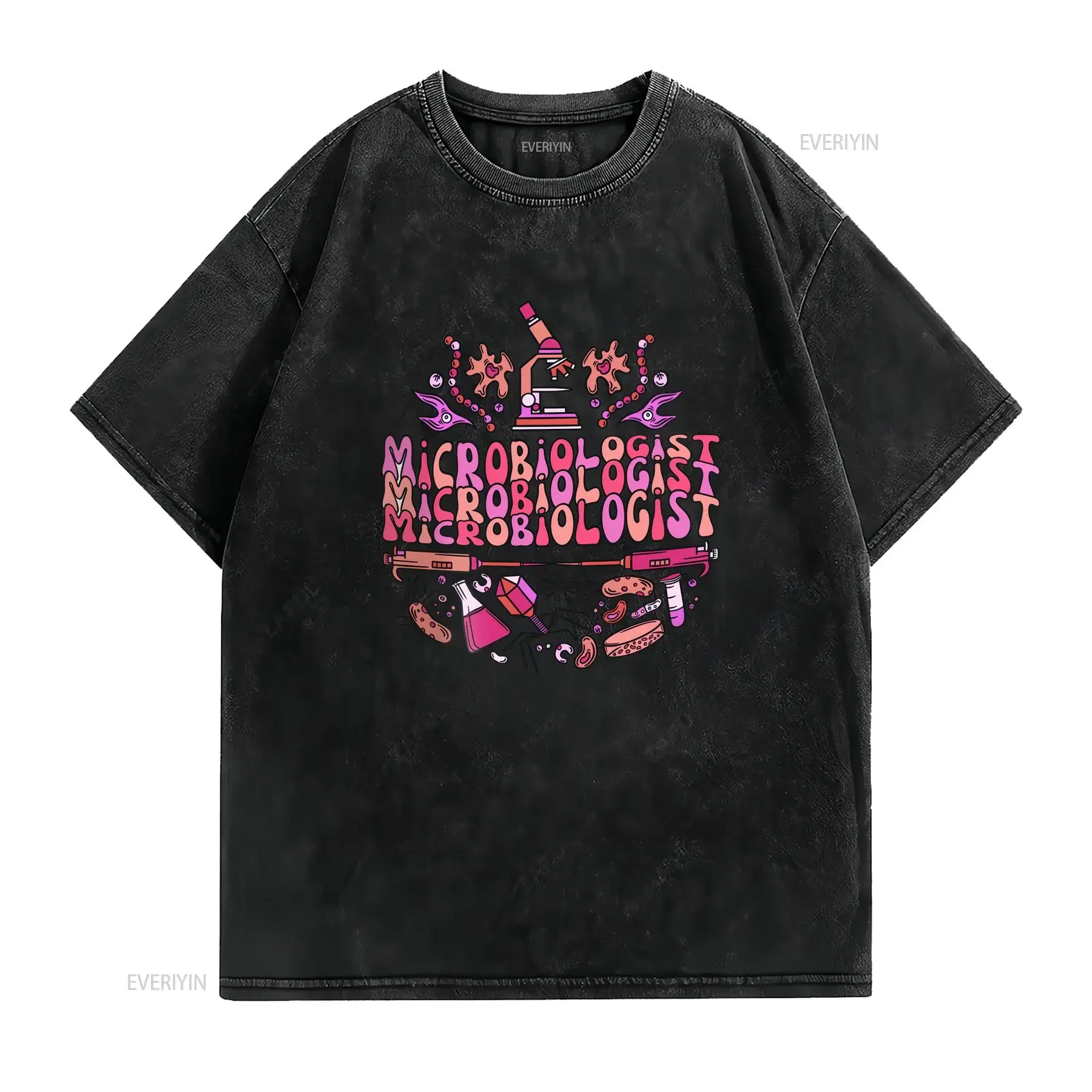 Microbiology T Shirt New Microbiologist PhD Graduation Laboratory Scientist Back to School College Teacher s vintage Washed