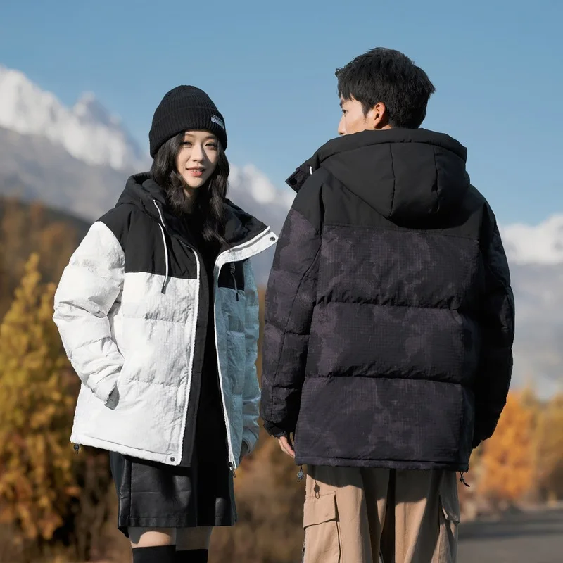 Winter new duck down to keep warm men and women the same couple hooded down jacket fluffy soft vitality sports