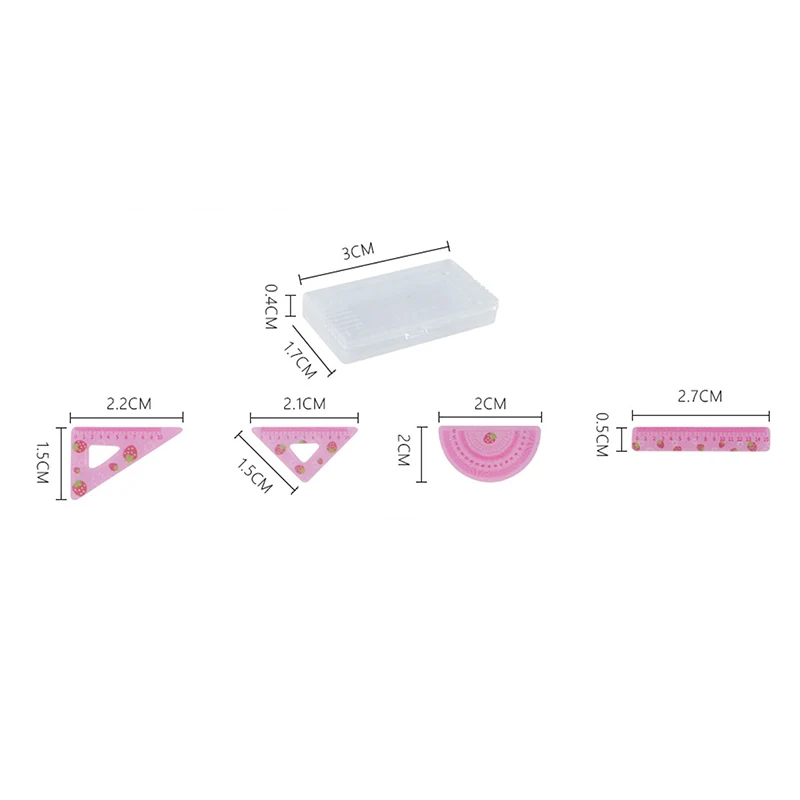 Regla de aprendizaje de simulación de casa de muñecas, modelo de juguete, Mini reglas de plástico, accesorios de aprendizaje cuadrados, regalos de aprendizaje para niños, 4 piezas por juego