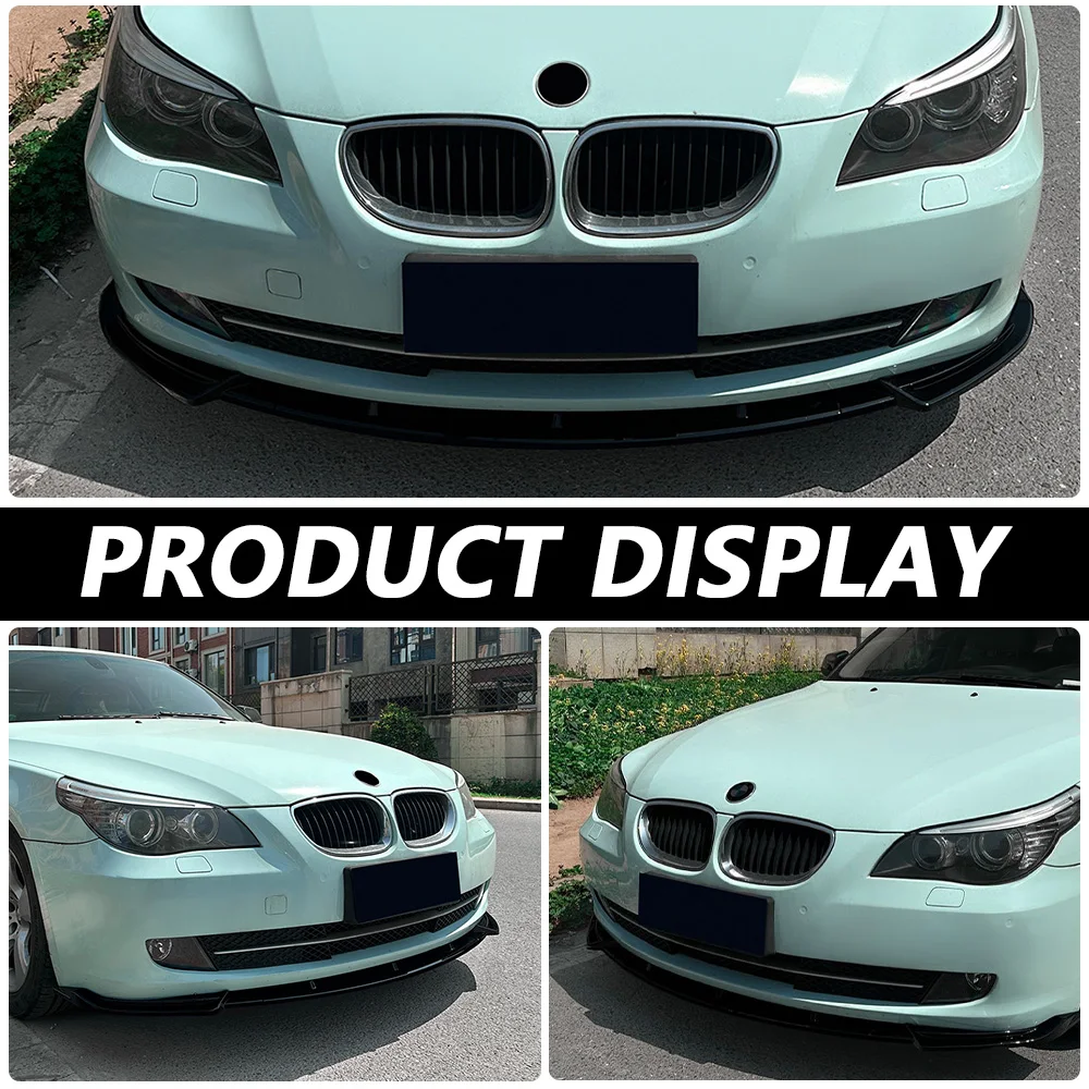 شفة ممتصة للصدمات الأمامية لسيارات BMW 5 Series E60 E61 LCI 2008-2010 لامعة سوداء رياضية شفة ممتصة للصدمات سبويلر ملحقات الشفة الأمامية تحديث السيارة #2