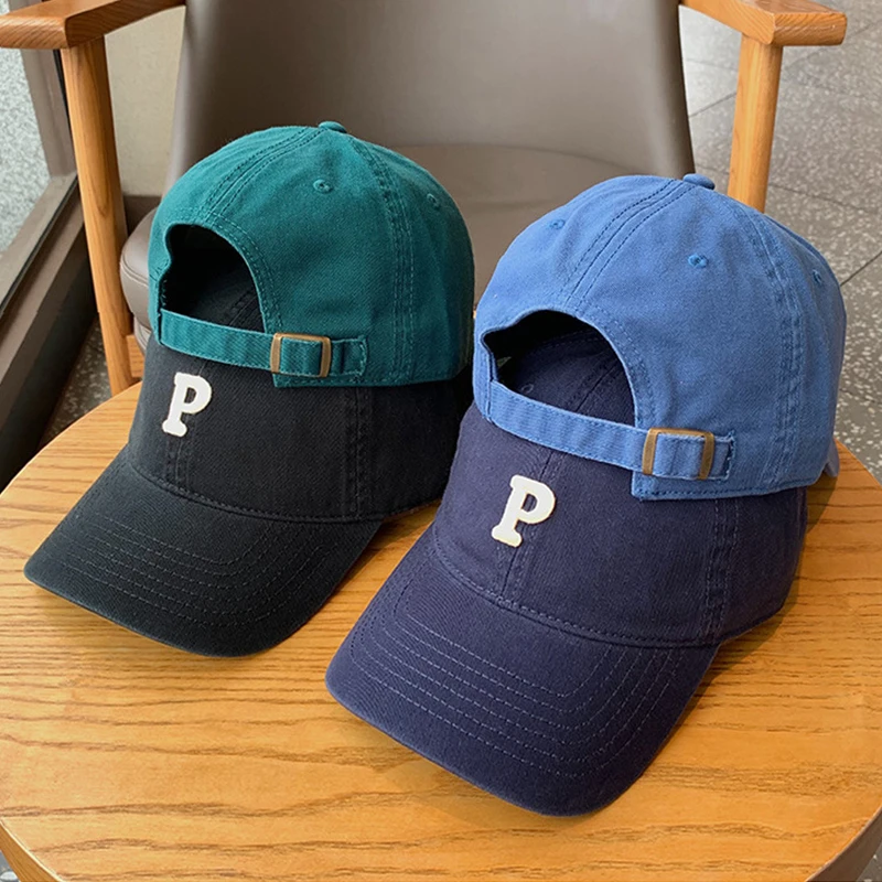 

Men and Woman's Baseball Caps кепка женская Adjustable Casual Embroidered Letter P Cotton Sun Hats Unisex Solid Color Visor Hats