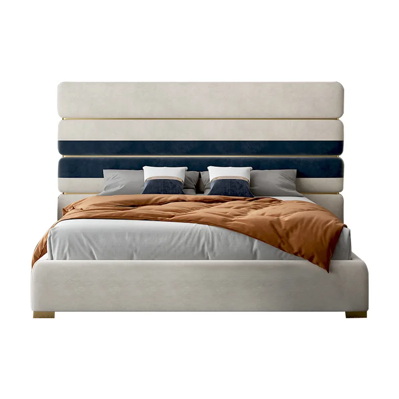 

Italian, light luxury, master bedroom, leather, double bed, modern, simple, villa, high-end