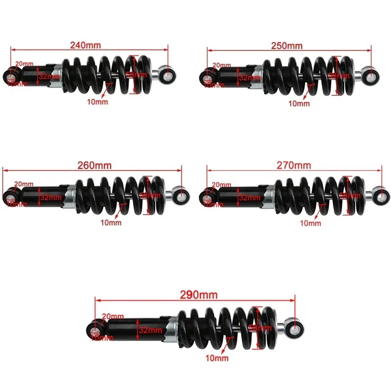 

High-Quality TTPRO 240/250/260/270/290MM Rear Shock Absorber 1200LBS for ATV Quad Dirt Bike Go Kart Buggy