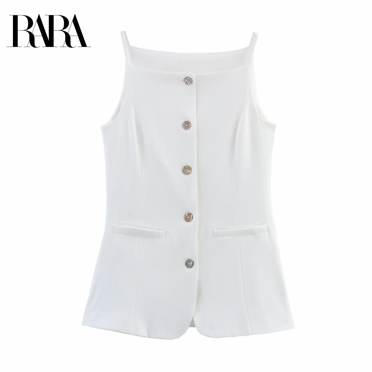 

RARA Женский жилет средней длины из костюмной ткани с однорядными пуговицами Стильный и изысканный женский жилет