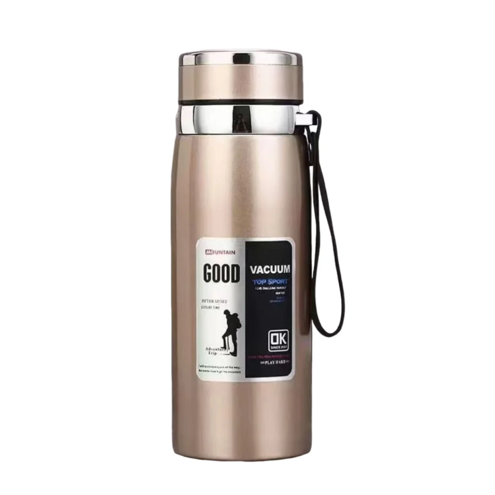 

800/1000ml Sports Thermos Bottle Stainless Steel Creative Insulated Water Bottle with Hanging Rope Heat-resistant Coffee Tumbler