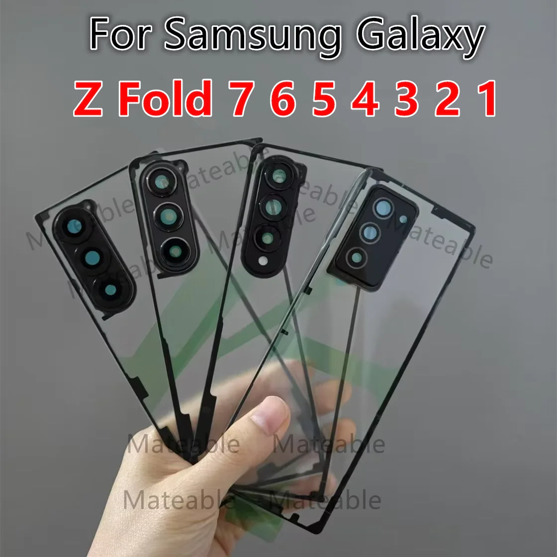 F956 F946 F966 Housing For Samsung Galaxy Z Fold 7 6 5 4 3 2 Transparent Battery Back Cover Repair Door Rear Case + Camera Lens