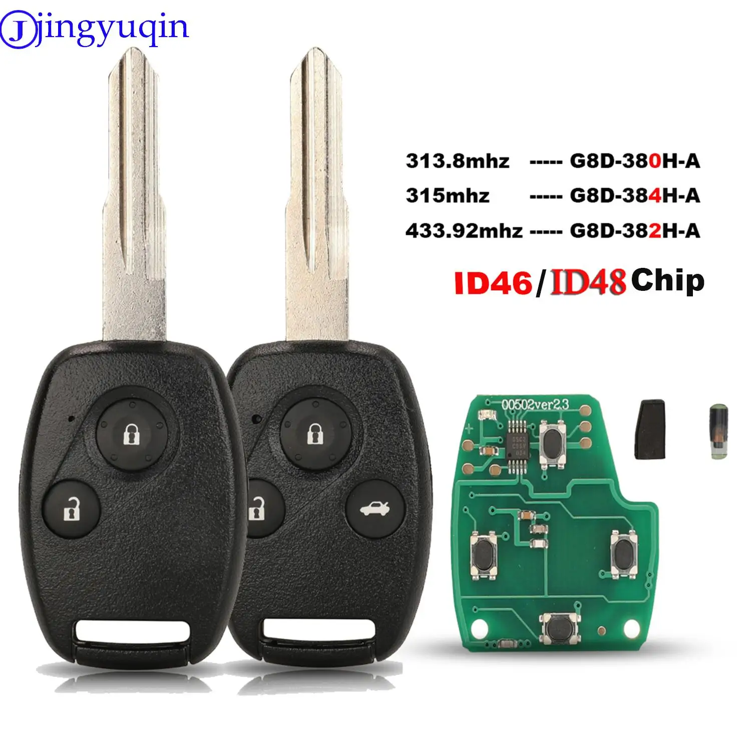 jingyuqin G8D-380/2/4H-A Remote Car Key For Honda Accord C-rv 1999 2000 ID46/ID48 Chip Car Key Hon58r Blade 313.8/315/433.92 Mhz